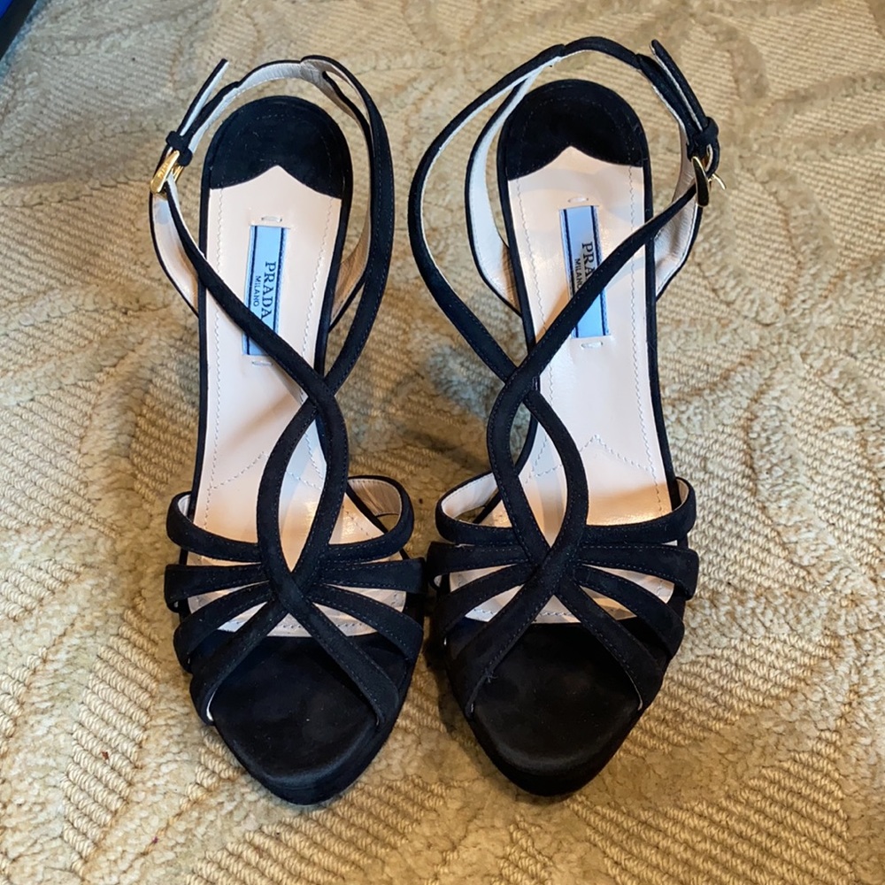 Prada black suede platform sandal - Picture 2 of 3